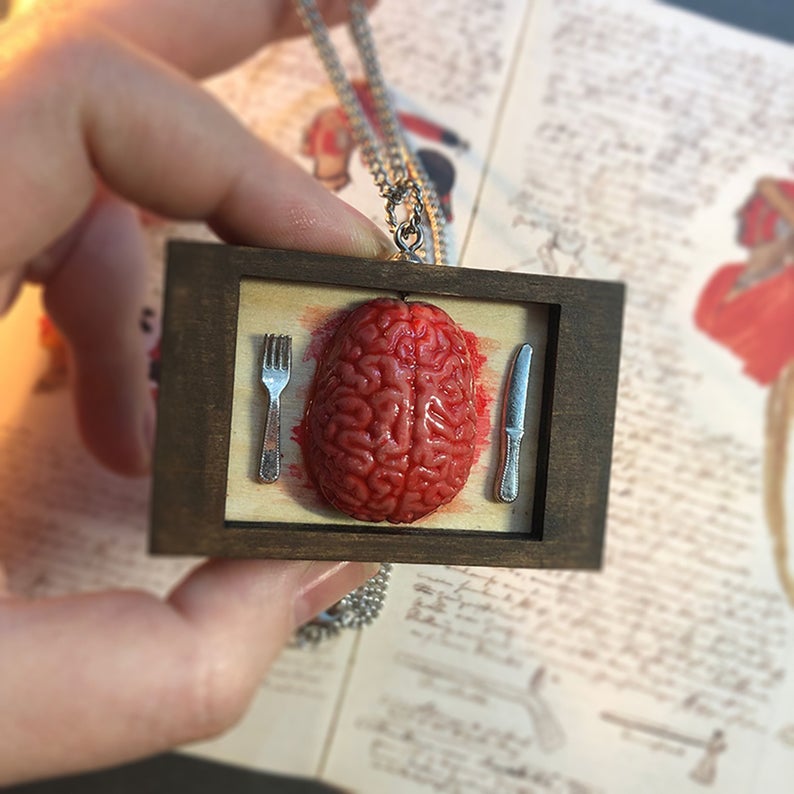 Bloody Brain Pendant Drop Horror Prop Halloween Decor &amp; Party for Steampunk Lover Biker Gangs Horror Movie Fan Gift Jewelry Creepy Pendant