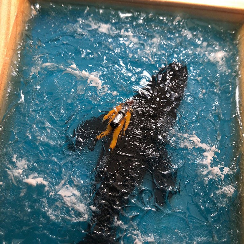 Diver and Sea Whale Resin Wall Frame Art Decoration Underwater Micro Landscape Ornament Birthday Gift Artwork Office Deor Seascape Painting