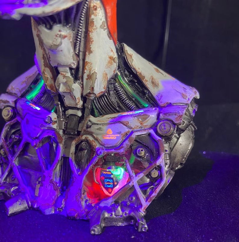 Cyberpunk Skeleton Warrior 3D Printed Mechanical Mutant of Human Beings Steampunk Robots Aesthetic Sculpture Table Desk Decor Ornament