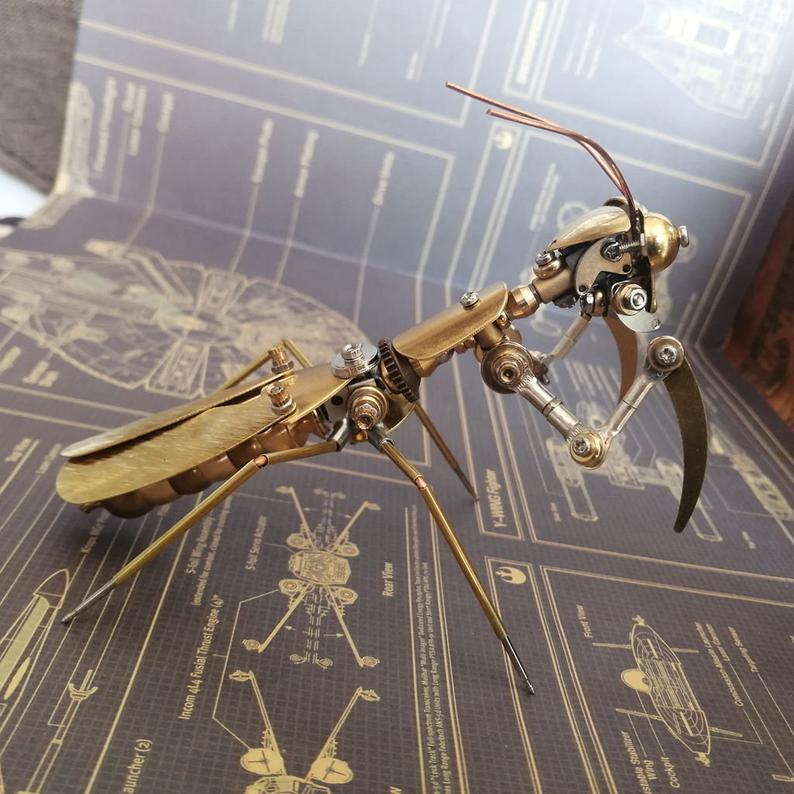 Mechanical Praying mantis steampunk | Metal handmade finished Model decor Ornaments