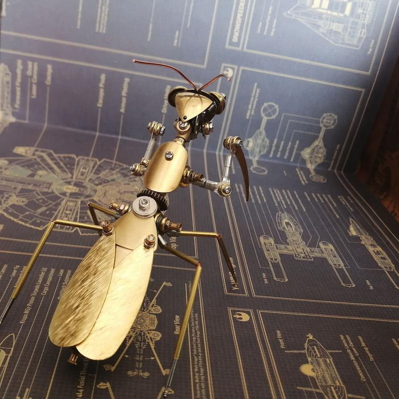 Mechanical Praying mantis steampunk | Metal handmade finished Model decor Ornaments