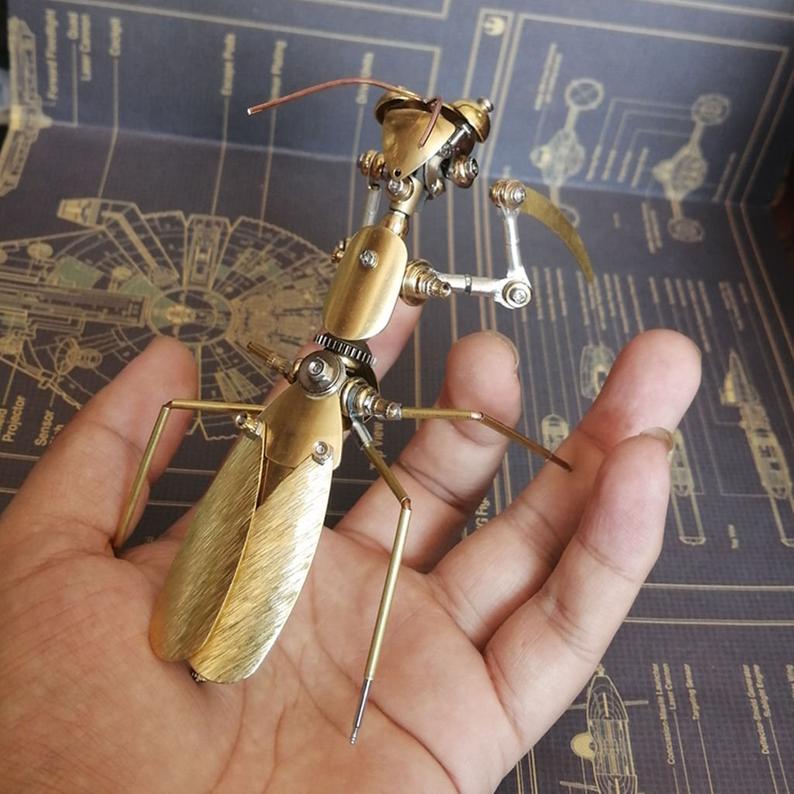 Mechanical Praying mantis steampunk | Metal handmade finished Model decor Ornaments