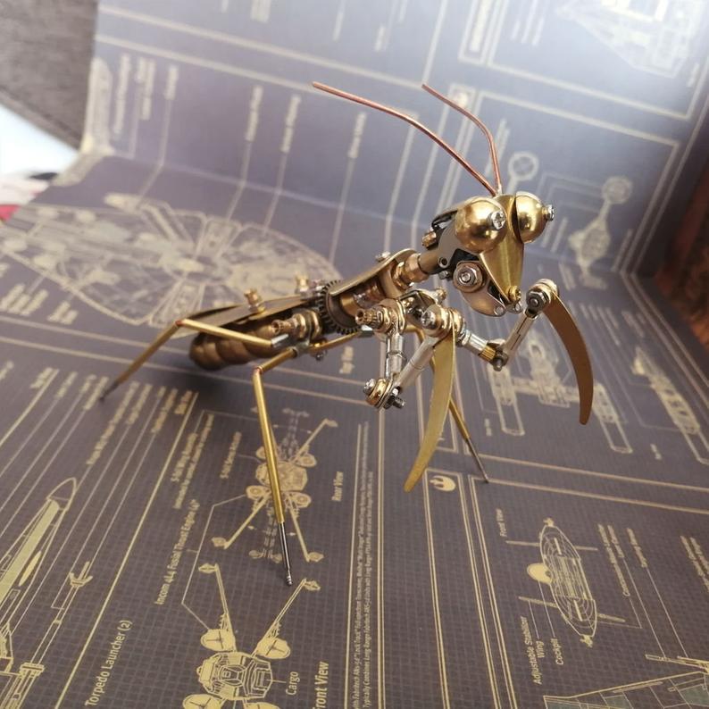 Mechanical Praying mantis steampunk | Metal handmade finished Model decor Ornaments