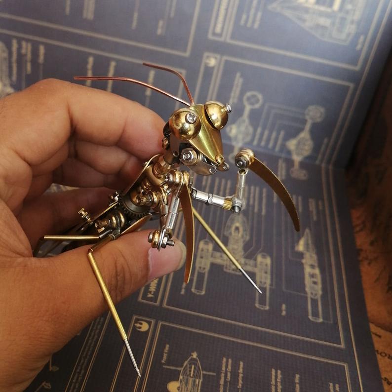 Mechanical Praying mantis steampunk | Metal handmade finished Model decor Ornaments