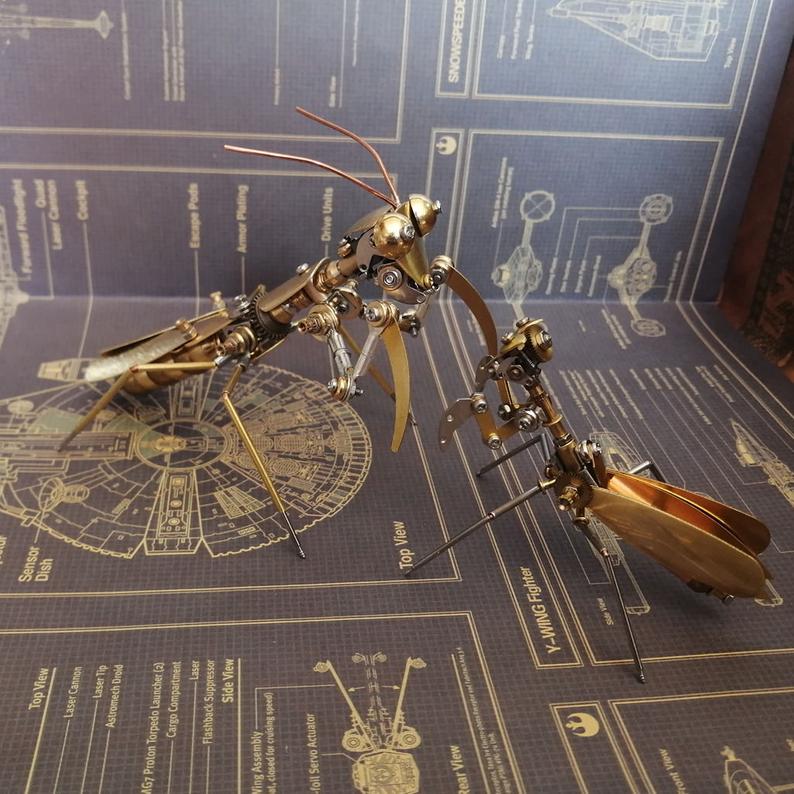 Mechanical Praying mantis steampunk | Metal handmade finished Model decor Ornaments