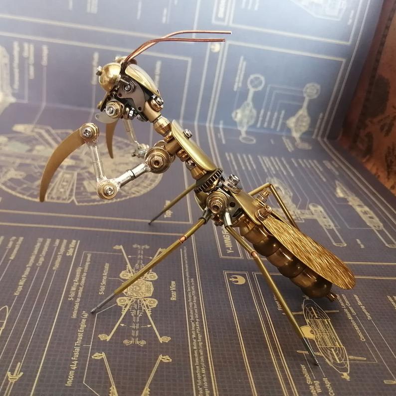 Mechanical Praying mantis steampunk | Metal handmade finished Model decor Ornaments