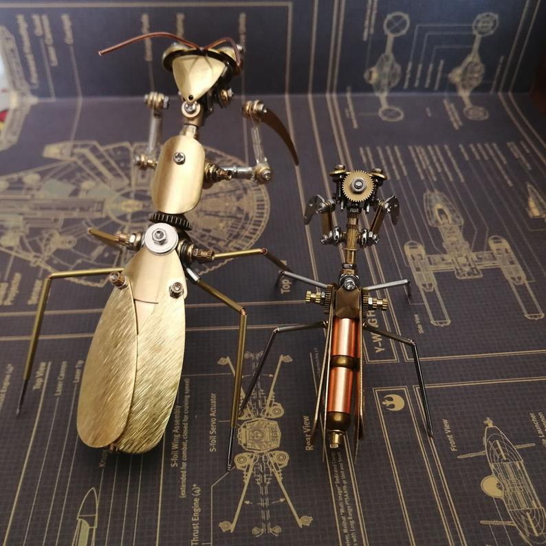 Mechanical Praying mantis steampunk | Metal handmade finished Model decor Ornaments