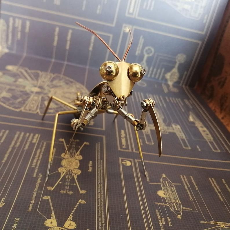 Mechanical Praying mantis steampunk | Metal handmade finished Model decor Ornaments