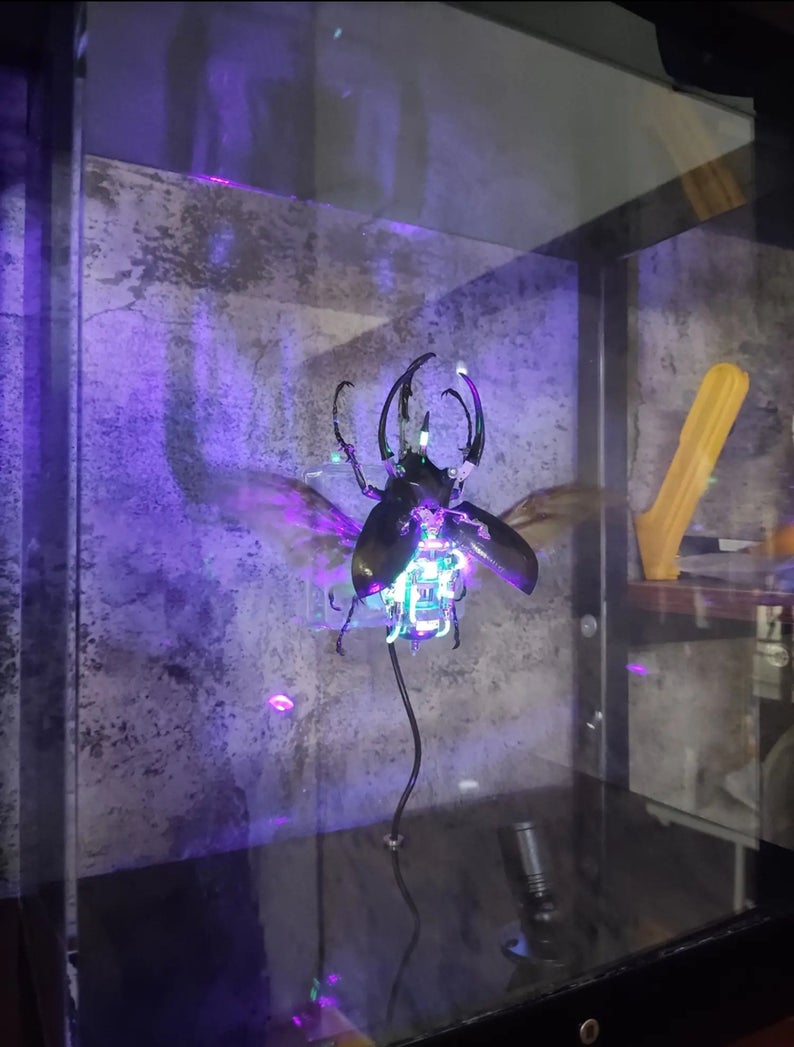 Steampunk Beetle Insect Clockwork Human Body Auto Induction Chalcosoma Atlas Cyberpunk Sculpture Table Desk Decor Ornament Aesthetic Art